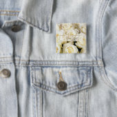 White Rose Elegance Sjabloon Vierkante Button 5,1 Cm (In situ)