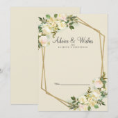 White Rose Elegant Floral Gold Wedding Pas getrouw Advieskaart (Voorkant / Achterkant)