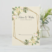White Rose Elegant Floral Gold Wedding Pas getrouw Advieskaart (Staand voorkant)