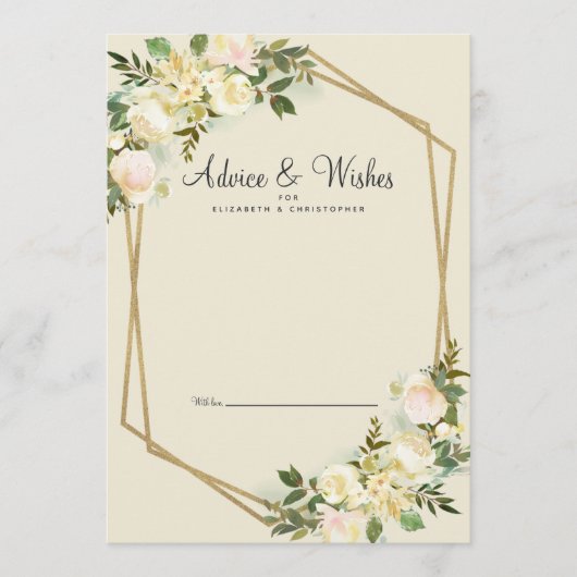 White Rose Elegant Floral Gold Wedding Pas getrouw Advieskaart (Voorkant)