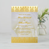 White Rose Elegant Gold Foil Lace Wedding Folie Uitnodiging (Staand Voorkant)