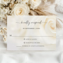 White Rose Elegant Script Wedding Response Card