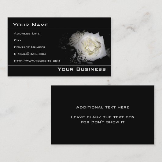 White Rose Elegant Visitekaartje (Voorkant / Achterkant)
