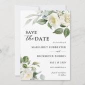 White Rose Elegante Bloemen Huwelijk Save The Date Kaart (Voorkant)