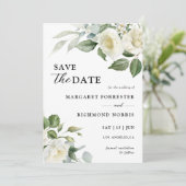 White Rose Elegante Bloemen Huwelijk Save The Date Kaart (Staand voorkant)