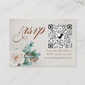 White Rose en Eucalyptus Online RSVP QR Code Informatiekaartje (Voorkant)
