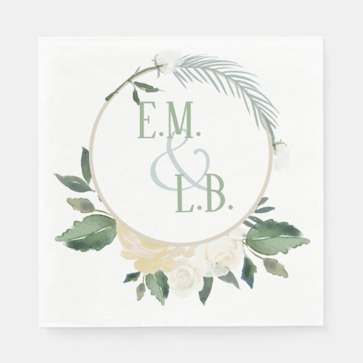 White Rose en Gold Boho Servet (Voorkant)