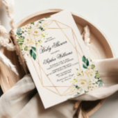 White Rose en Greenery Baby shower Kaart