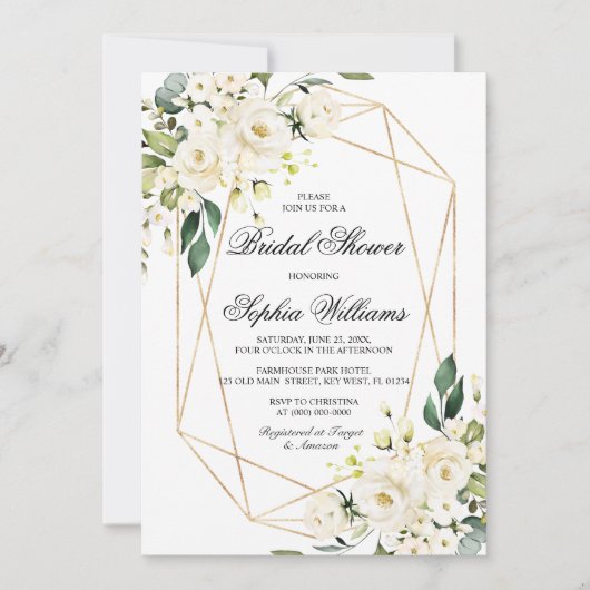 White Rose en Greenery Vrijgezellenfeest Kaart (Voorkant)