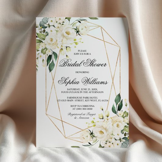 White Rose en Greenery Vrijgezellenfeest Kaart