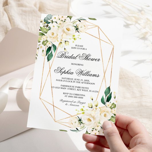 White Rose en Greenery Vrijgezellenfeest Kaart