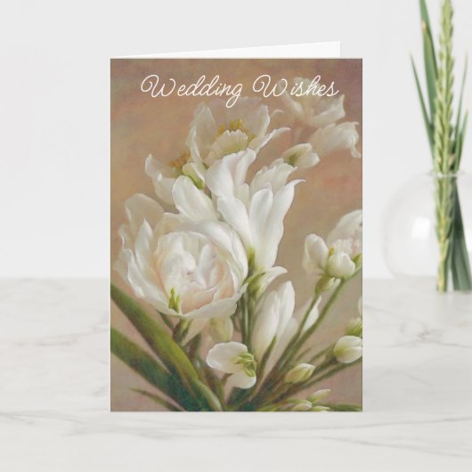 White Rose en Lily Flowers Bruiloft Wenskaart Kaart (Voorkant)