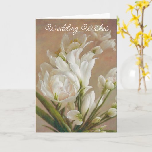 White Rose en Lily Flowers Bruiloft Wenskaart Kaart (Gele Bloem)