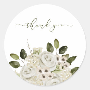 White Rose Envelope Seal Ronde Sticker