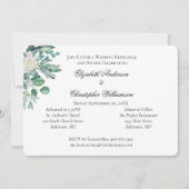 White Rose Eucalyptus Botanical Wedding Rehearal Kaart (Voorkant)