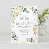 White Rose Eucalyptus Greenery Brunch & Bubble Kaart (Staand voorkant)