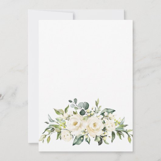 White Rose Eucalyptus Greenery Brunch & Bubble Kaart (Achterkant)