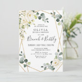 White Rose Eucalyptus Greenery Brunch & Bubble Kaart (Staand voorkant)