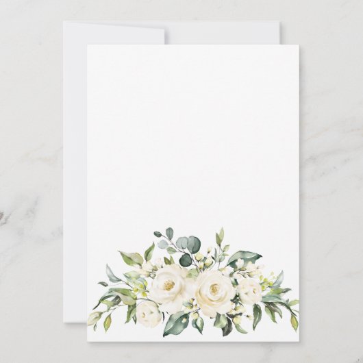 White Rose Eucalyptus Greenery Brunch & Bubble Kaart (Achterkant)