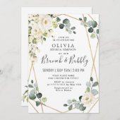 White Rose Eucalyptus Greenery Brunch & Bubble Kaart (Voorkant / Achterkant)