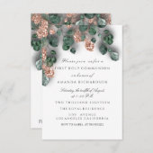 White Rose First Heilige Commune Christelijk Kruis Kaart (Voorkant / Achterkant)