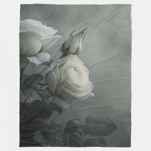 White Rose Fleece Deken (Voorkant)