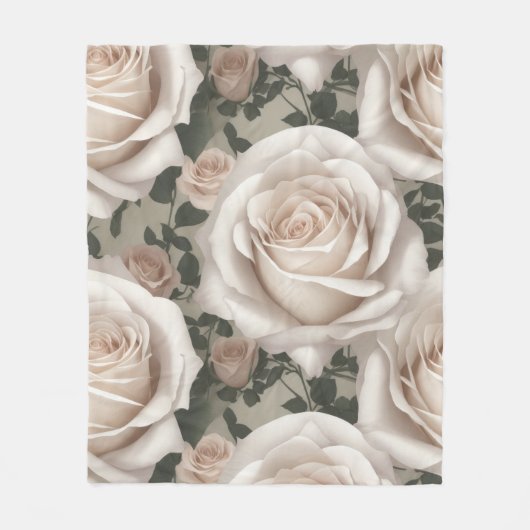 White Rose Fleece Deken (Voorkant)