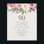 White Rose Floral 90th Birthday Budget Invitation<br><div class="desc">White Rose Floral 90th Birthday Budget Invitation Een goedkoper alternatief dan een standaarduitnodiging.</div>