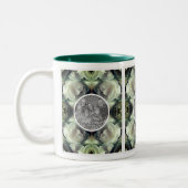 White Rose Floral Abstract Voeg je eigen foto toe Tweekleurige Koffiemok (Links)