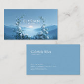 White Rose Floral and Blue Mountain Sunset Visitekaartje (Voorkant / Achterkant)