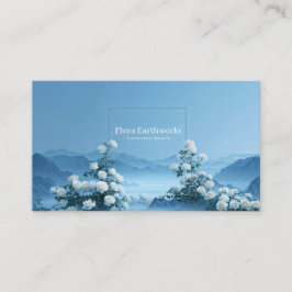 White Rose Floral and Misty Blue Mountain Frame Visitekaartje