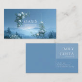 White Rose Floral and Misty Blue Mountain Valley Visitekaartje (Voorkant / Achterkant)