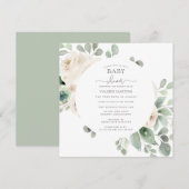 White Rose Floral Botanical Baby shower Kaart (Voorkant / Achterkant)