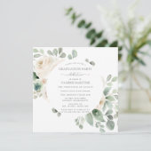White Rose Floral Botanical Graduparty Kaart (Staand voorkant)