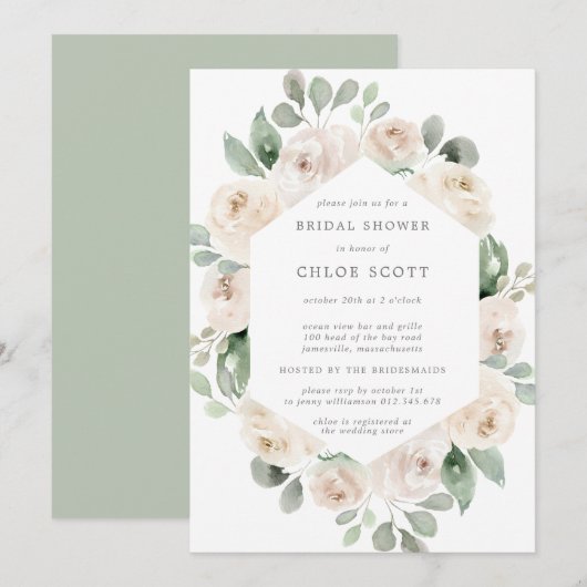 White Rose Floral Botanical Vrijgezellenfeest Kaart (Voorkant / Achterkant)