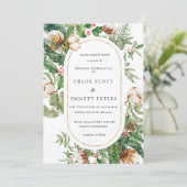 White Rose Floral Botanical Wedding Rustic Kaart (Staand voorkant)