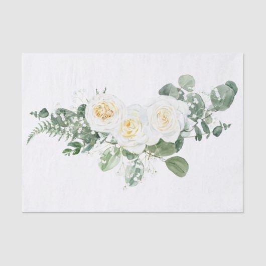 White Rose Floral Bouquet Waterverf Tissuepapier (Voorkant)