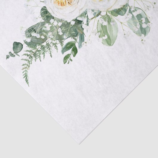 White Rose Floral Bouquet Waterverf Tissuepapier (Detail)