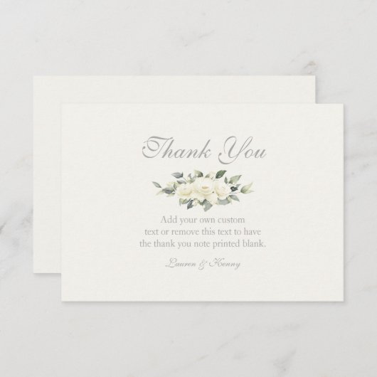 White Rose Floral Dank u Kaarten (Voorkant / Achterkant)