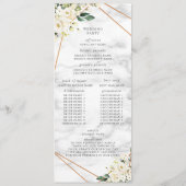 White Rose Floral Geometrisch Marmer Trouwprogramm Programmakaart (Achterkant)