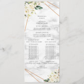 White Rose Floral Geometrisch Marmer Trouwprogramm Programmakaart (Achterkant)