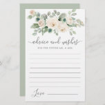 White Rose Floral Greenery Advice and Wishes Card<br><div class="desc">Een mooie witte rozenroos topjes deze Advice en Wishes kaart. Stuur me een bericht als je meer overeenkomende producten nodig hebt.</div>