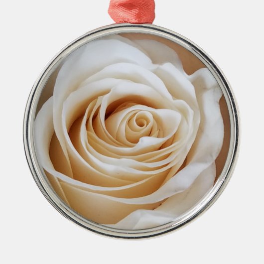 White Rose floral Kerstannament Metalen Ornament (Voorkant)