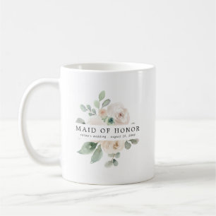 White Rose Floral Maid of Honor Koffiemok