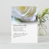 White Rose Floral Memorial Funeral Service Aankondiging (Staand voorkant)