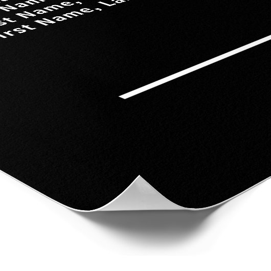 White Rose Floral on Black 20-Table Seating Chart Poster (Hoek)