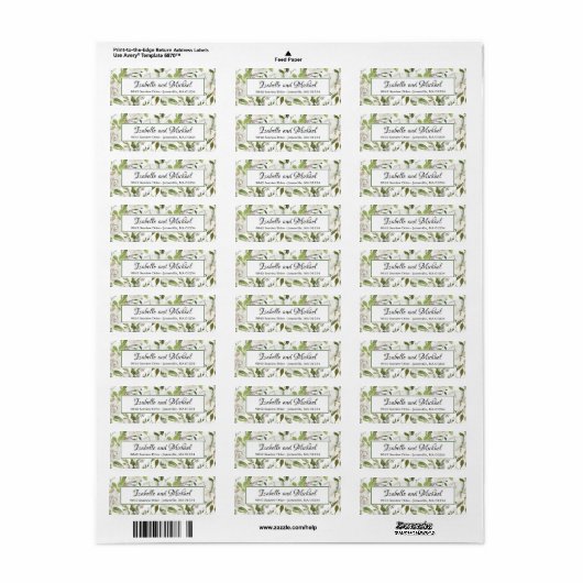 White Rose Floral Return Address Labels (Full Sheet)