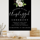 White Rose Floral Unplugged Wedding Ceremony Sign Poster (Keuken)