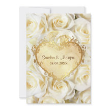 White Rose Floral Wedding Invitation