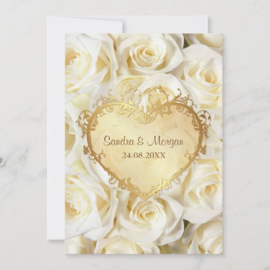 White Rose Floral Wedding Invitation Kaart (Voorkant)